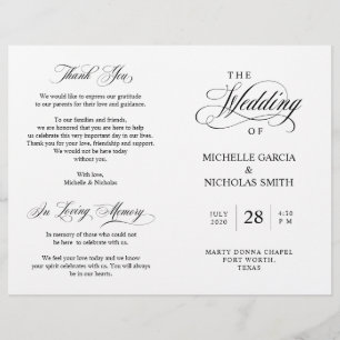 Wedding Ceremony Programs, Classic Elegance Black