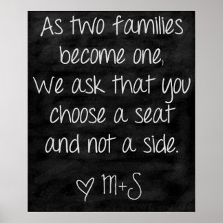 Wedding Ceremony Sign Choose a seat not a side