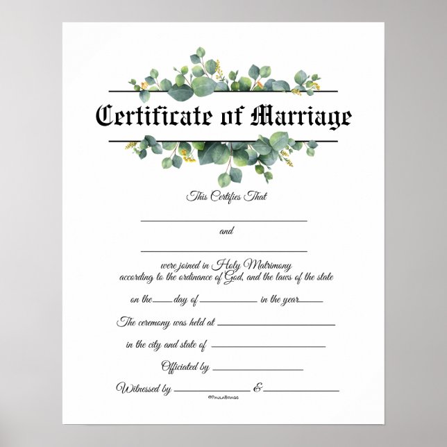 Wedding Certificate Poster (Front)