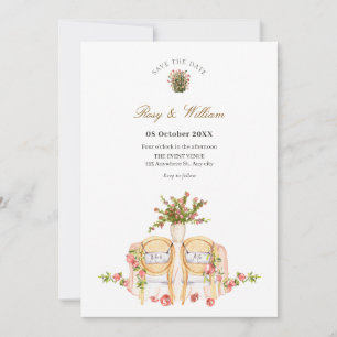 Wedding chairs with plants save the date