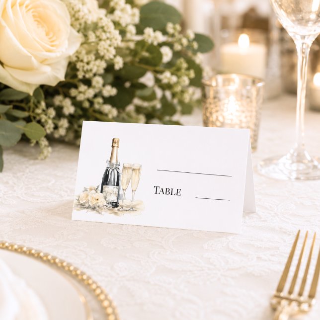 Wedding champagne elegant monogrammed table place card (Creator Uploaded)