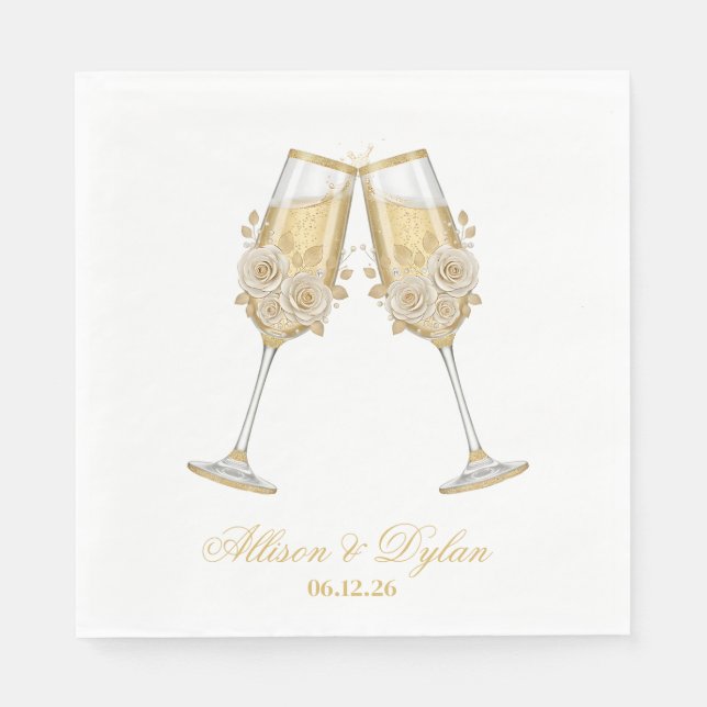 Wedding Champagne Paper Napkins (Front)