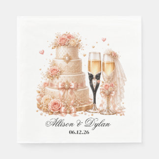 Wedding Champagne Paper Napkins