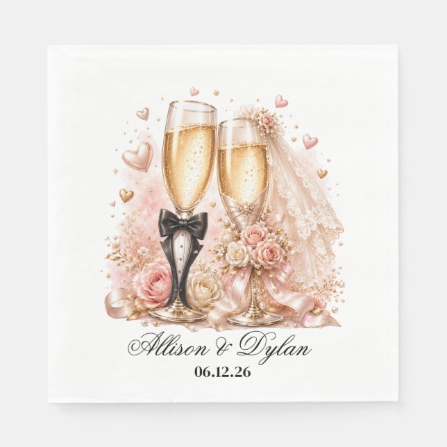 Wedding Champagne Paper Napkins (Front)