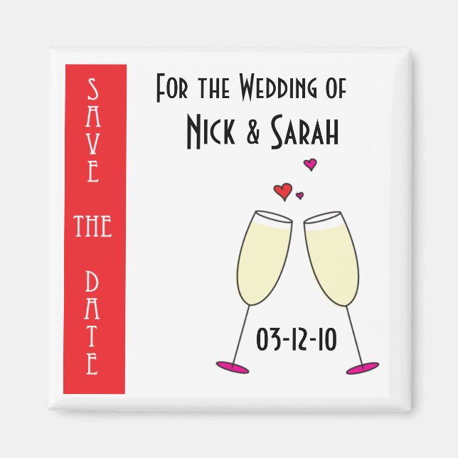 Wedding Champagne Save the Date Magnet (Front)
