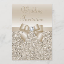 Wedding Champagne Sequins, Bow & Diamond