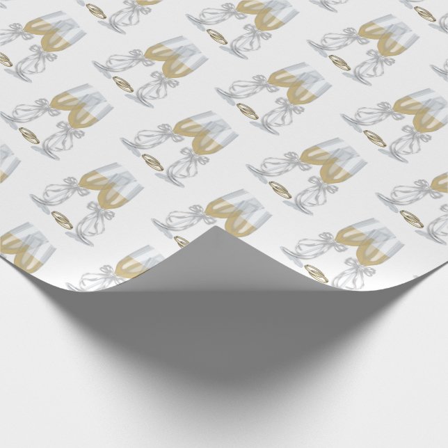 Wedding Champagne Toast on White Wrapping Paper (Corner)