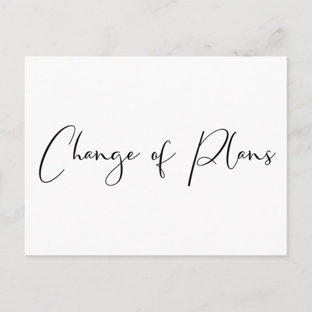 Wedding Change of Plans Elegant Announcement Postcard (Front)
