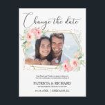 Wedding  Change The Date Blush Floral Photo Postcard<br><div class="desc">Wedding Change The Date Blush Floral Photo Postcard</div>