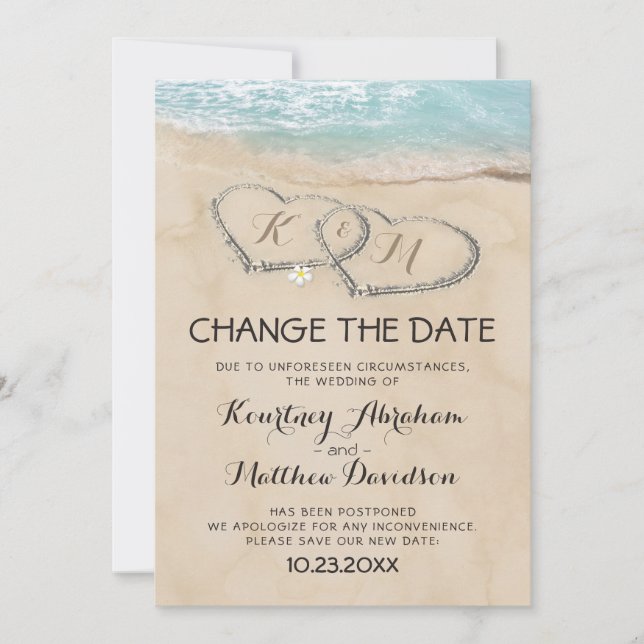 Wedding Change The Date Tropical Beach Save The Date (Front)