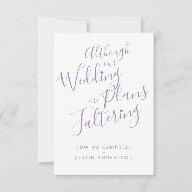 Wedding changed to small rescheduled party (Front)