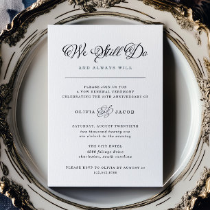 Wedding Charm Black and White Vow Renewal Invitation