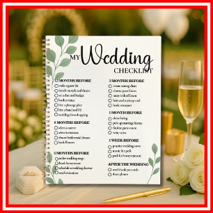 Wedding Checklist Planner Green Eucalyptus Leaves 