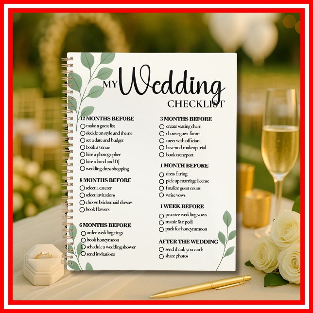 Wedding Checklist Planner Green Eucalyptus Leaves  (Creator Uploaded)