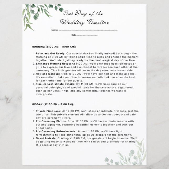Wedding Checklists - Day of Wedding Planner (Front)