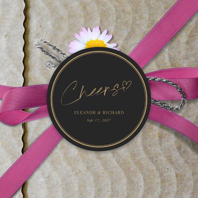 Wedding Cheers Sticker - Black & Gold Elegance (Wedding Cheers Sticker - Black & Gold Elegance)