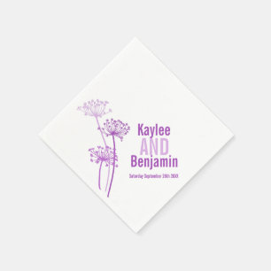 Wedding chervil / cows parsley purple paper napkin