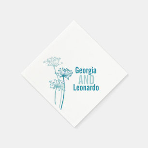 Wedding chervil / cows parsley teal paper napkin