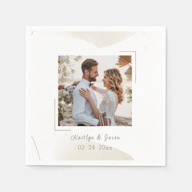 Wedding Chic Minimal Custom photo Napkin (Front)