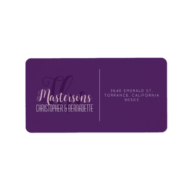 Wedding Chic Modern Elegant Simple Lavender Purple Label (Front)