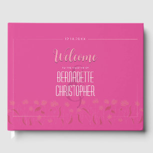 Wedding Chic Modern Elegant Simple Pink Guest Book