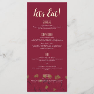 Wedding Chic Modern Elegant Simple Red Wine Menu