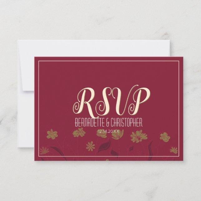 Wedding Chic Modern Elegant Simple Red Wine RSVP Card (Front)