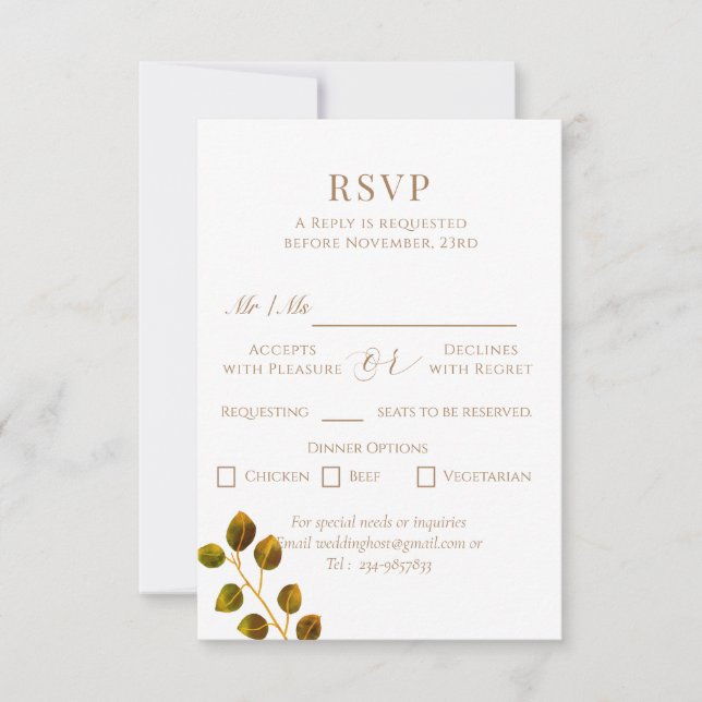 Wedding Chic Monogram RSVP Card (Front)