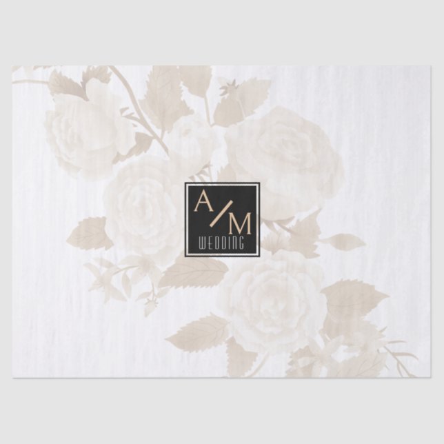 Wedding Chic Monogram White Tissue Paper (Front)