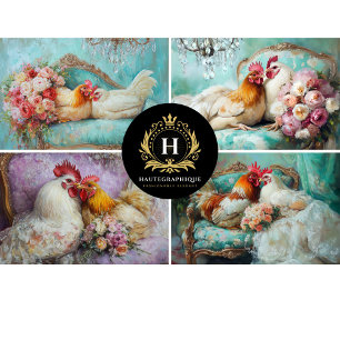 Wedding Chicken Collage Decoupage Tissue Paper