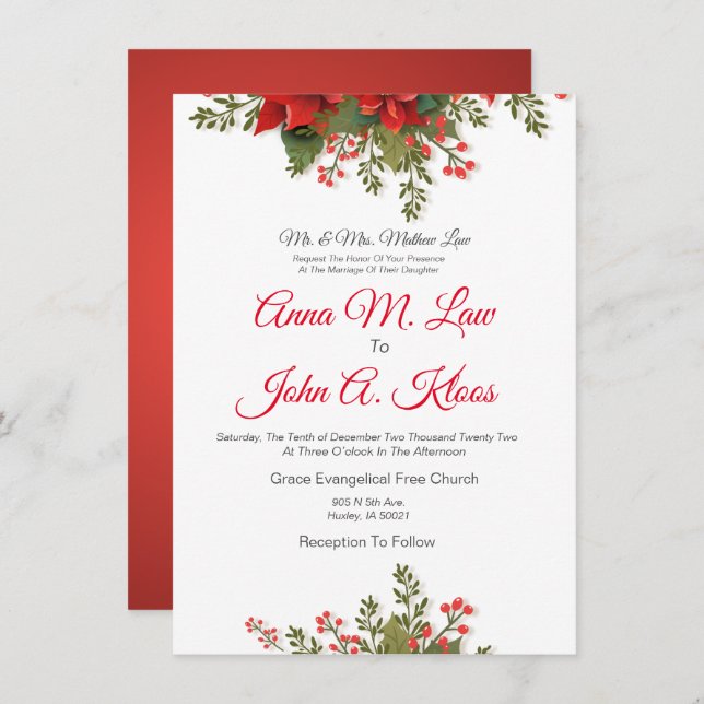 Wedding Christmas Invitation (Front/Back)