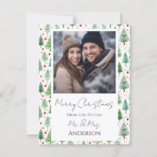 Wedding Christmas Trees Save the Date Postcard