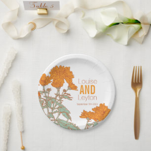 Wedding chrysanthemum orange flower custom plates
