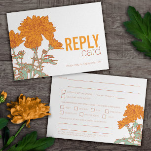 Wedding chrysanthemum orange wedding meal RSVP Invitation