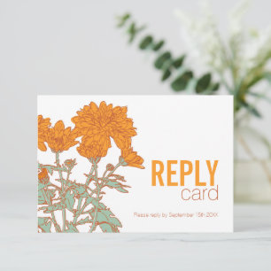 Wedding chrysanthemum orange wedding RSVP QR code Card