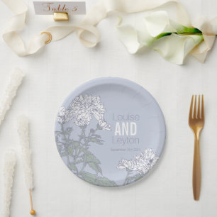 Wedding chrysanthemum white flower custom plates