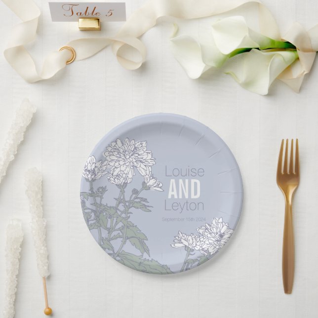 Wedding chrysanthemum white flower custom plates (Wedding)