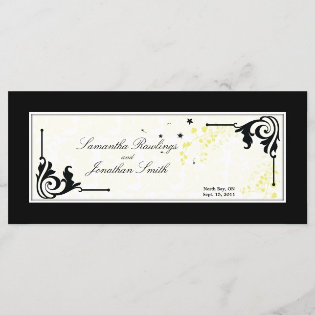 Wedding Church Program - Delicate Yellow Flowers Programme (Front)