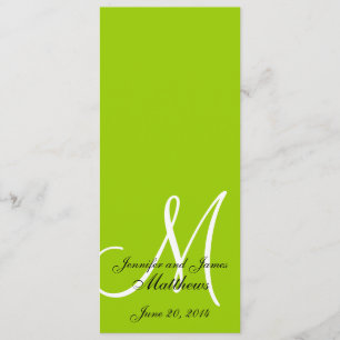 Wedding Church Program Monogram Apple Green White Programme