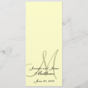 Wedding Church Program Monogram Ivory Cream Programme