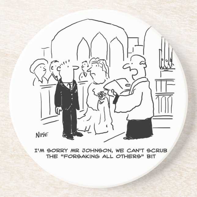 Wedding Church Service Vicar Can't Scrub Vows Coaster (Front)