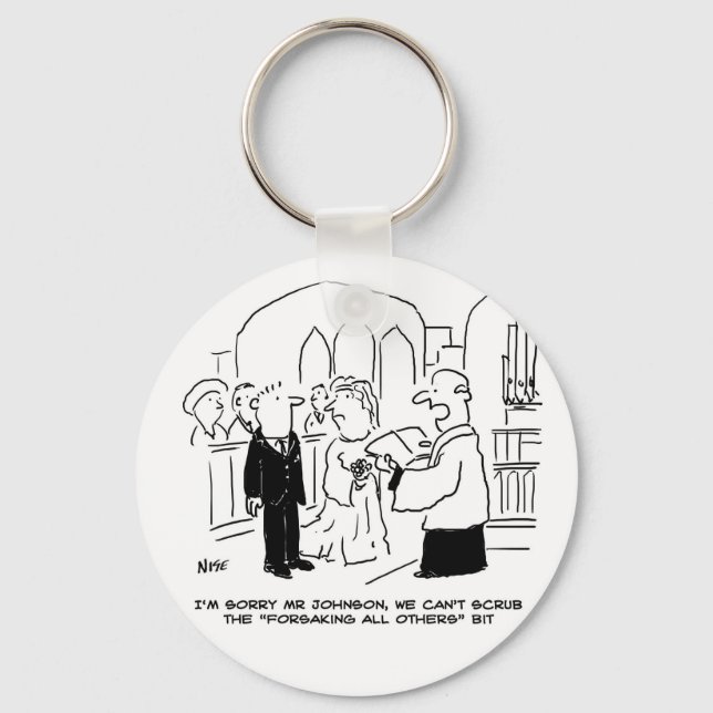 Wedding Church Service Vicar Can't Scrub Vows Key Ring (Front)
