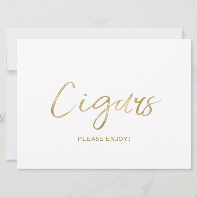 Wedding "Cigars" Sign | Stylish Golden Invitation (Front)