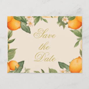 Wedding Citrus Summer Orange Elegant Save The Date Announcement Postcard