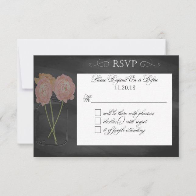Wedding/Civil Union Chalkboard Typography RSVP (Front)