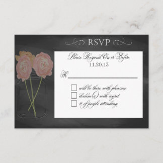 Wedding/Civil Union Chalkboard Typography RSVP Card