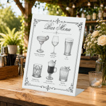 Wedding Classic Calligraphy Cocktail Bar Menu