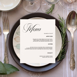 Wedding classic cream dinner menu card