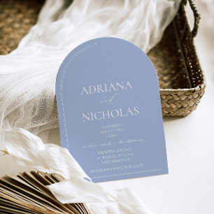 Wedding Classic Light Blue Simple Arch Shaped  Invitation