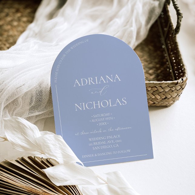 Wedding Classic Light Blue Simple Arch Shaped  Invitation (Creator Uploaded)